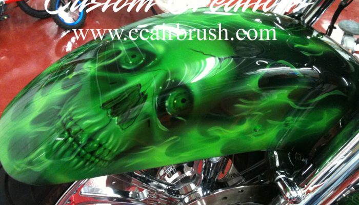 Custom Creations Green Skull Airbrush